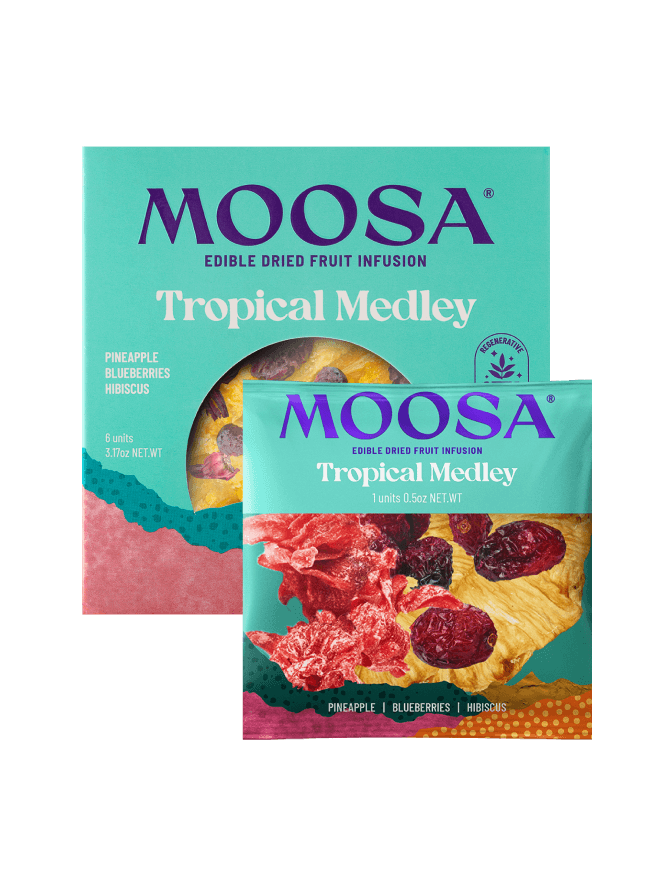 Tropical Medley edible fruit tea by Moosa Nature